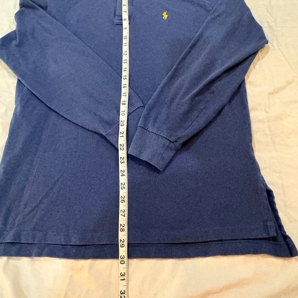 Polo‎ Ralph Lauren Mens Blue Long Sleeve Cotton Polo Shirt Yellow Pony Logo L